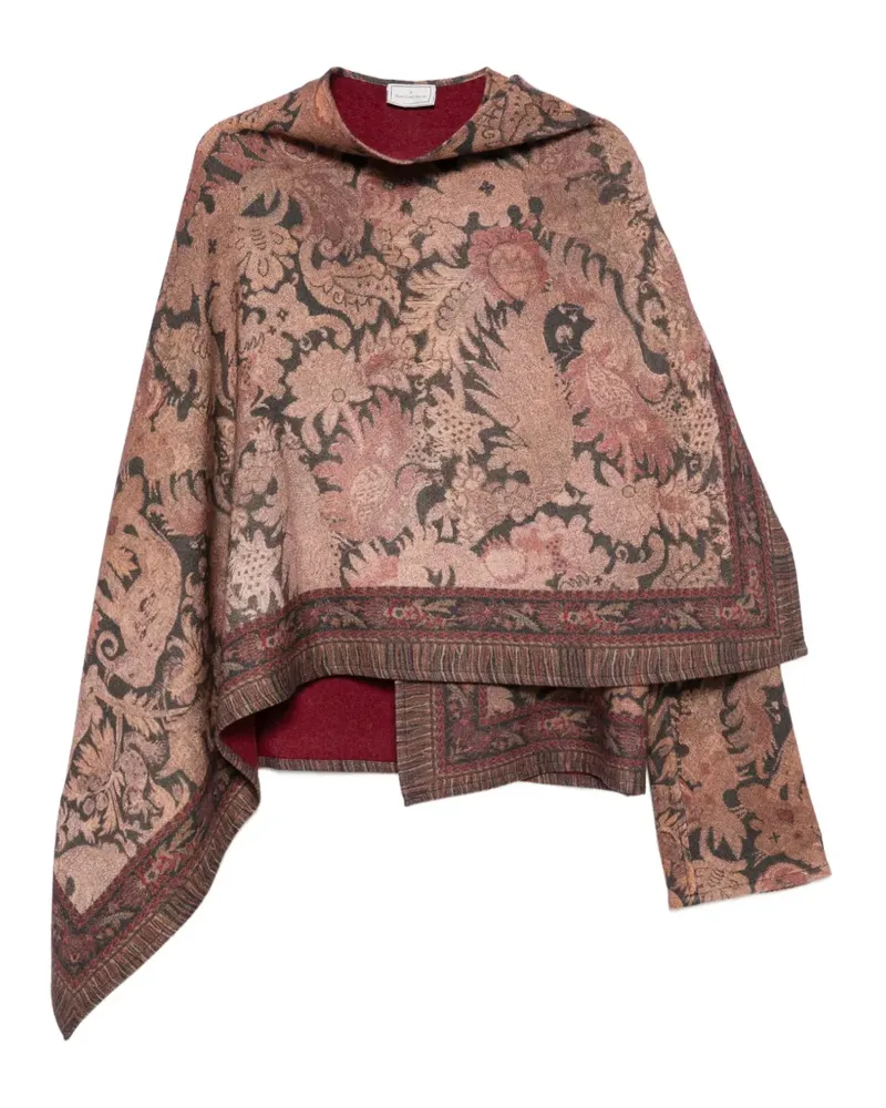 Pierre-Louis Mascia floral-print asymmetric-hem cape - Braun Braun