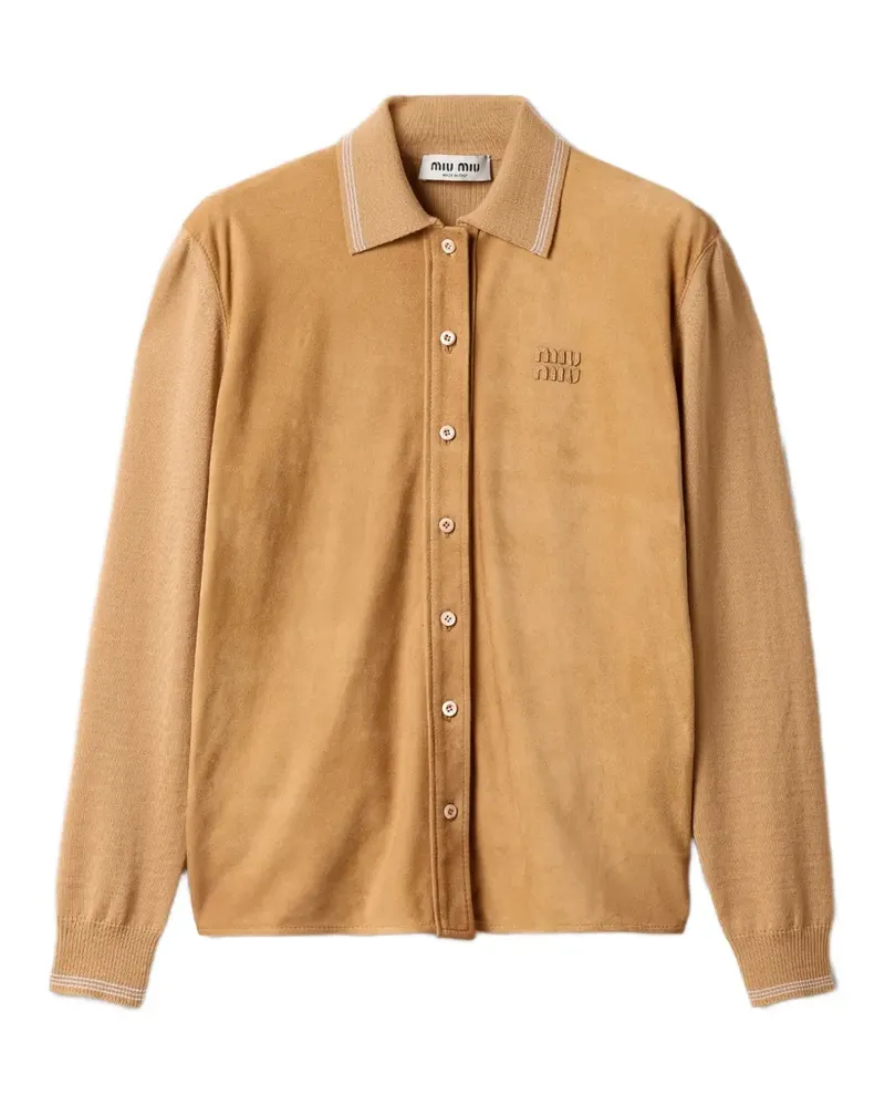Miu Miu logo-detail buttoned shirt - Braun Braun