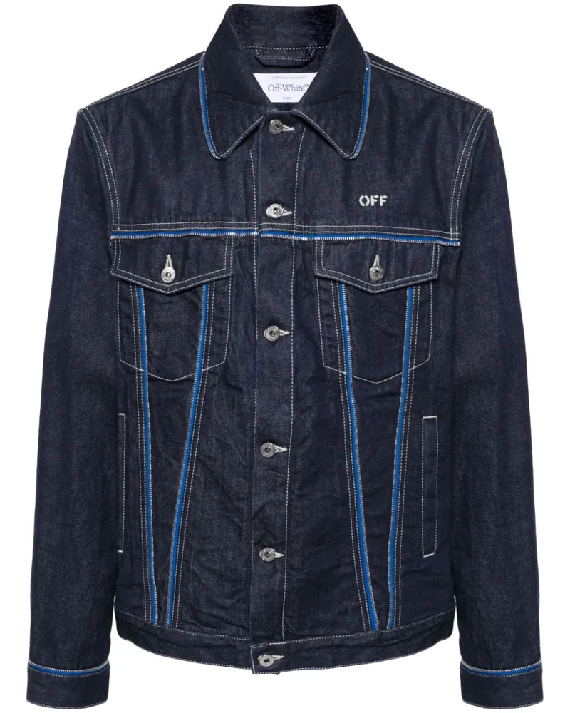 OFF-WHITE Jeansjacke mit Reißverschlussdetail Blau