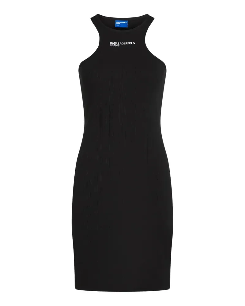 Karl Lagerfeld Geripptes Strick-Minikleid mit Logo-Stickerei - Schwarz Schwarz