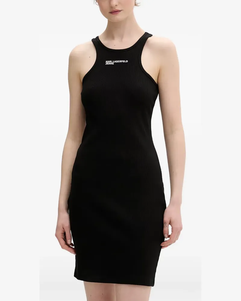 Karl Lagerfeld ribbed-knit logo-embroidered mini dress - Schwarz Schwarz