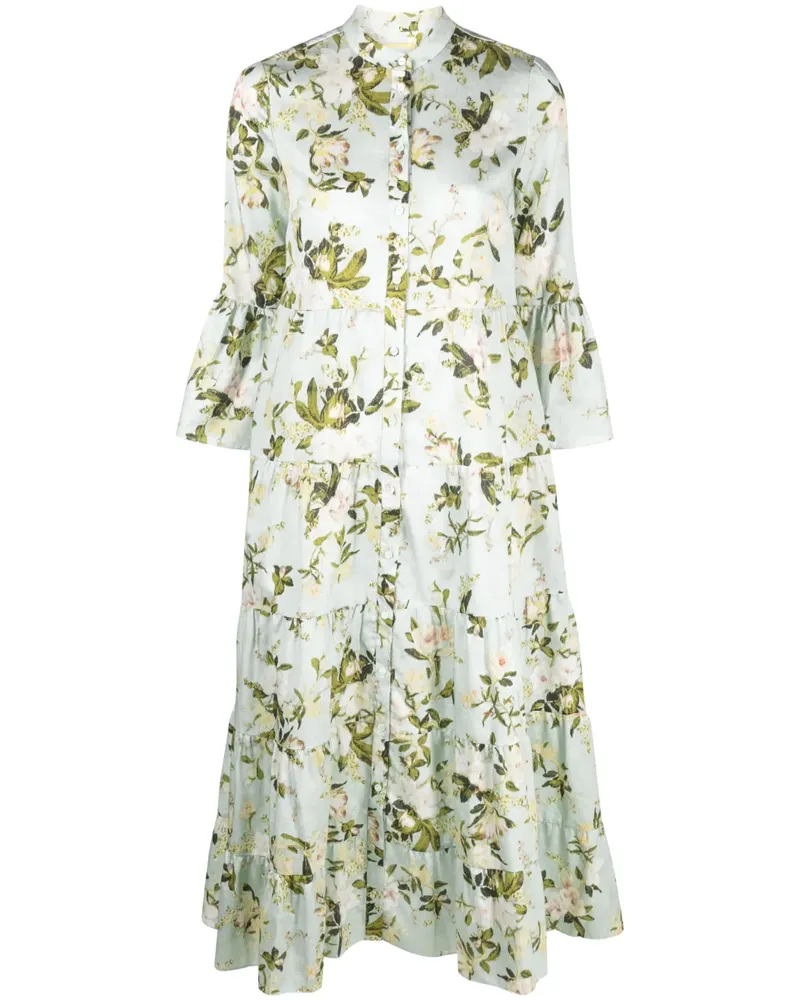 Erdem Popeline-Kleid mit Blumen-Print - Grün Grün