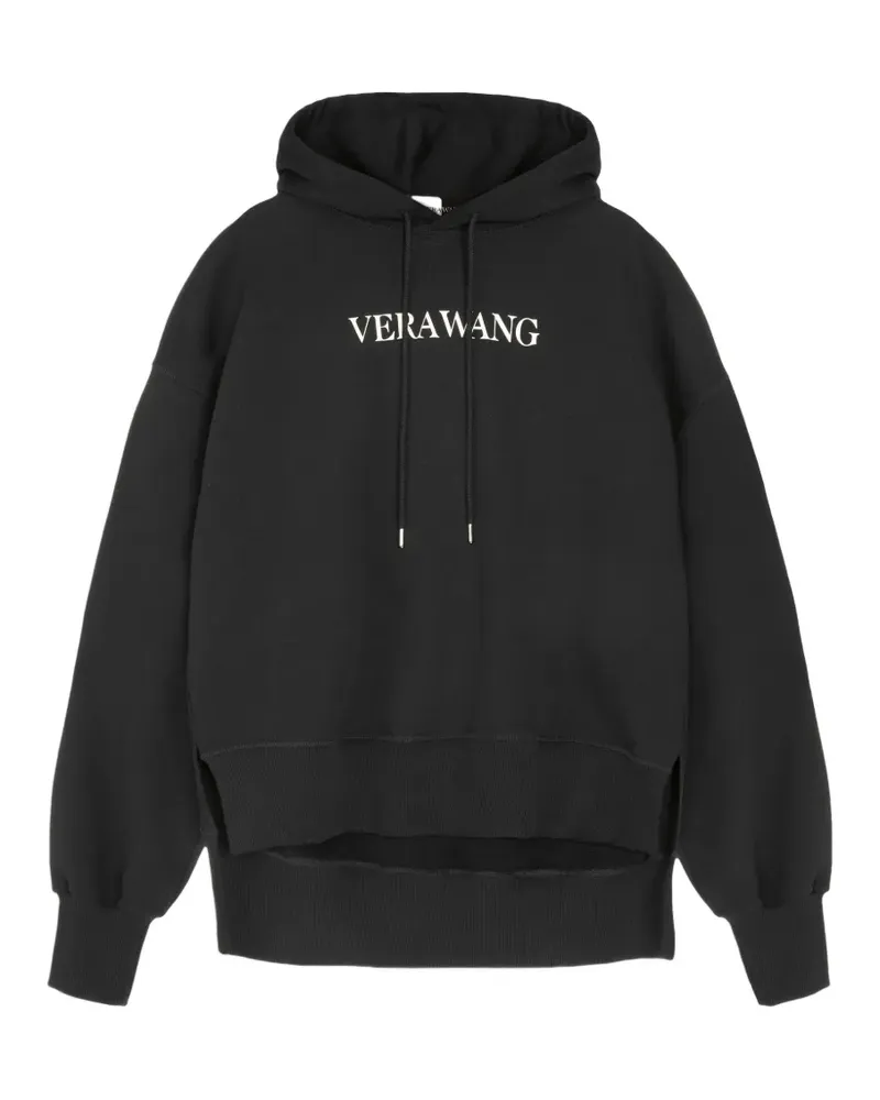 Vera Wang logo-print oversized cotton hoodie - Schwarz Schwarz