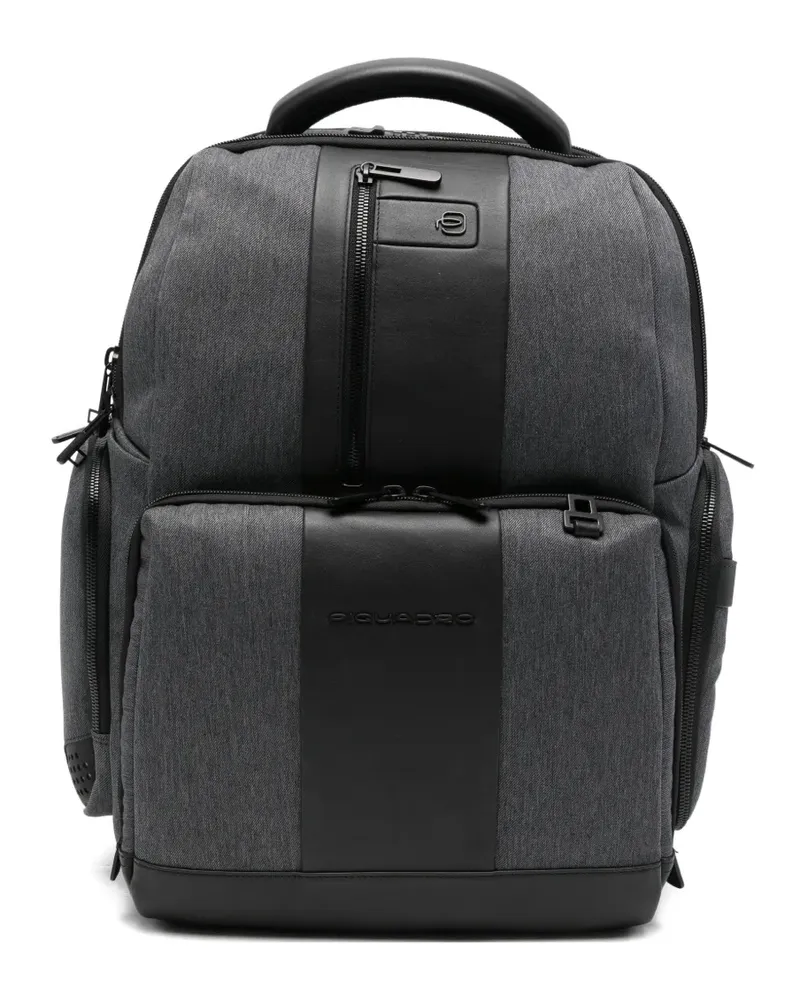 Piquadro zip-up leather backpack - Grau Grau