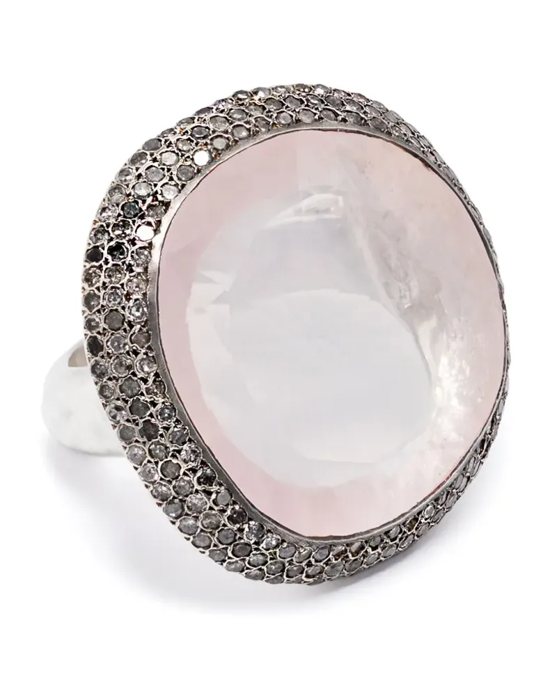 Rosa Maria Roberta Sterlingsilberring mit Diamanten und Quarz Silber