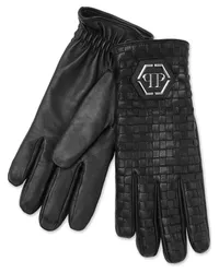 Philipp Plein Hexagon Handschuhe mit Webmuster Schwarz