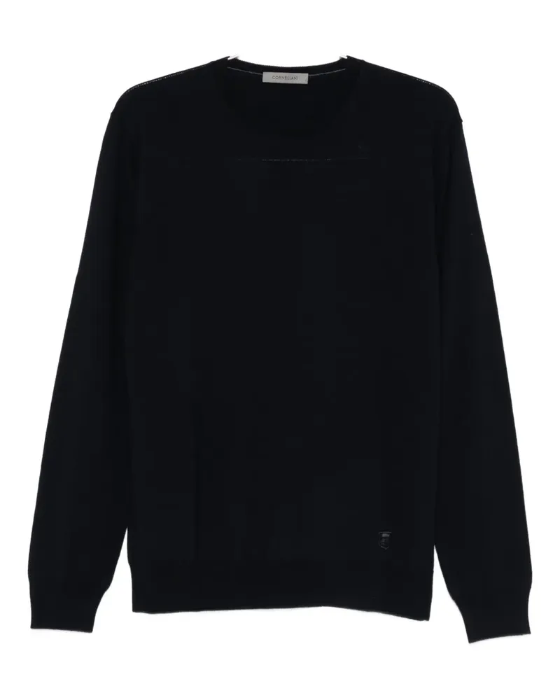 Corneliani crew-neck logo-detail sweater - 001 BLACK 001