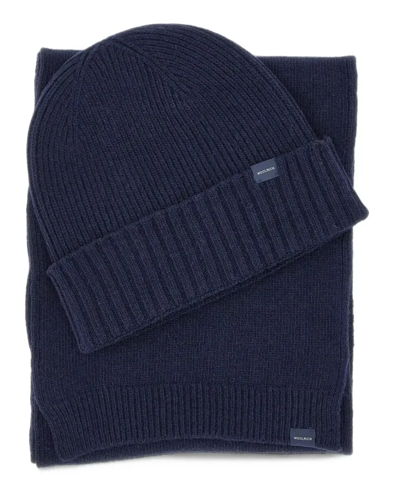 Woolrich ribbed-knit beanie hat and scarf (set of two) - Blau Blau