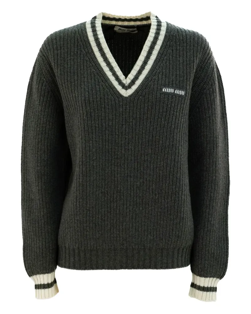 Miu Miu Pullover mit V-Ausschnitt - Grau Grau