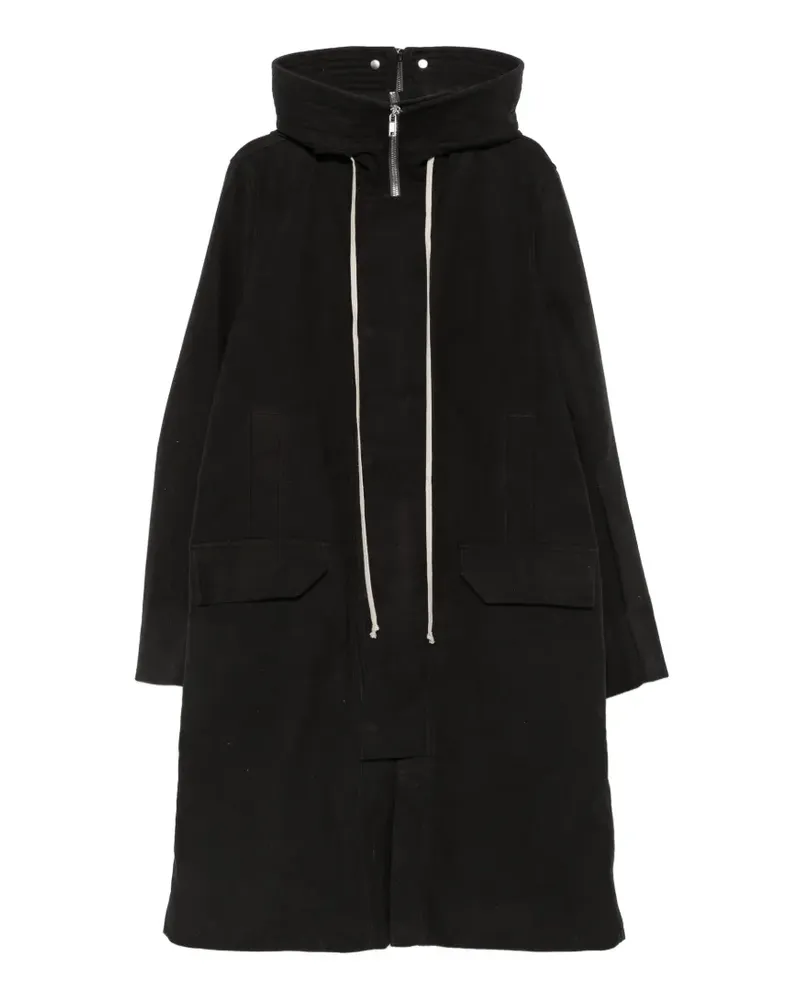 Rick Owens Kapuzenmantel mit Kordelzug - Schwarz Schwarz