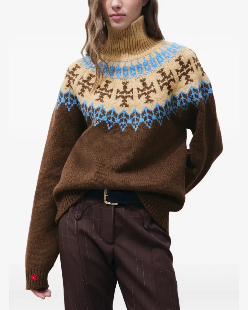 Tory Burch Wollpullover mit Fair-Isle-Strickmuster - Braun Braun