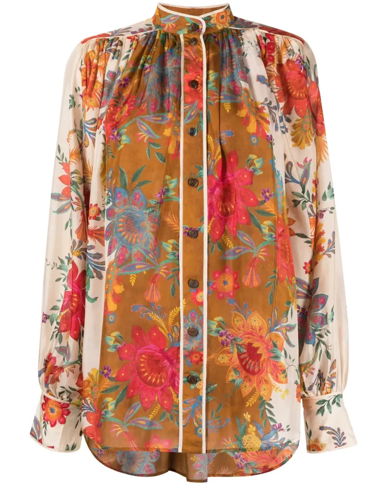 Zimmermann Seidenbluse mit Blumen-Print - Nude Nude