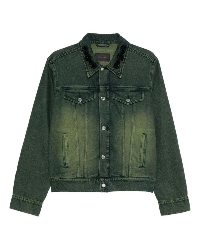 Simone Rocha Jeansjacke mit verziertem Kragen - Grün Grün