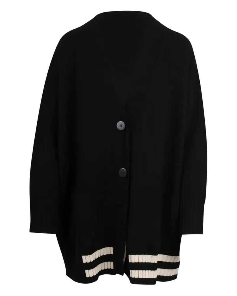 Pier Antonio Gaspari Cardigan mit gestreiftem Saum - Schwarz Schwarz