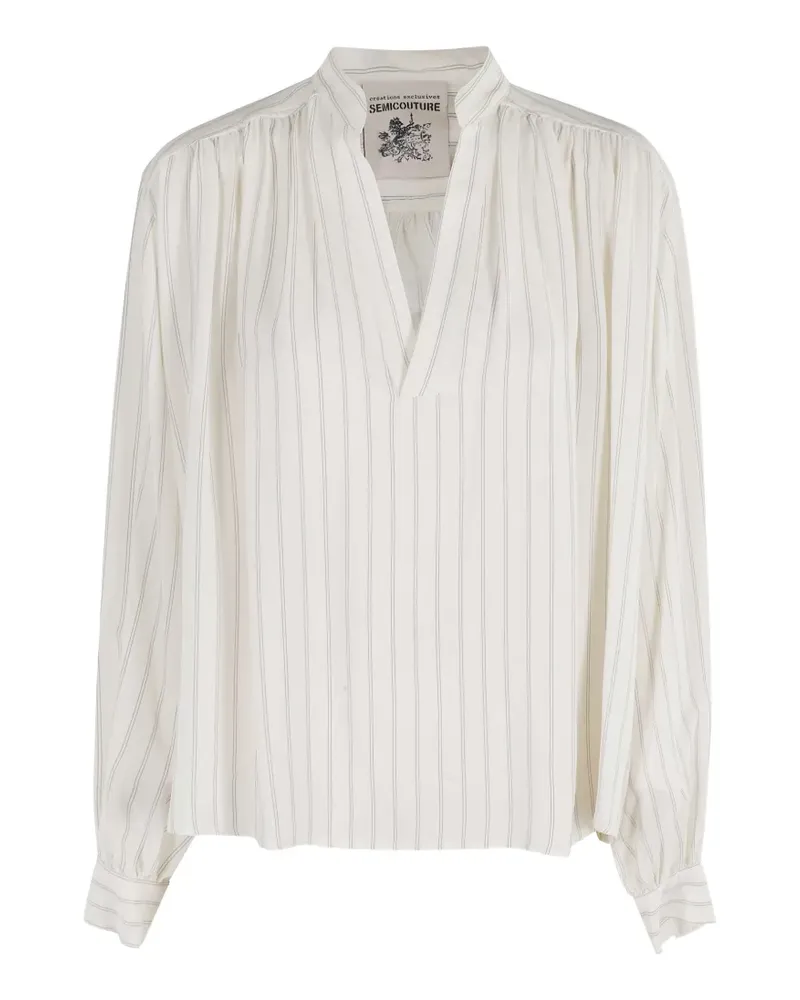 Semicouture Margherita striped V-neck blouse - Weiß Weiß
