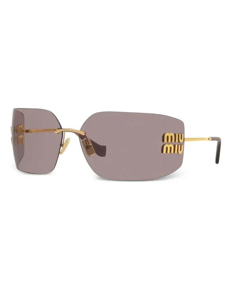 Miu Miu Sonnenbrille mit Logo - Gold Gold