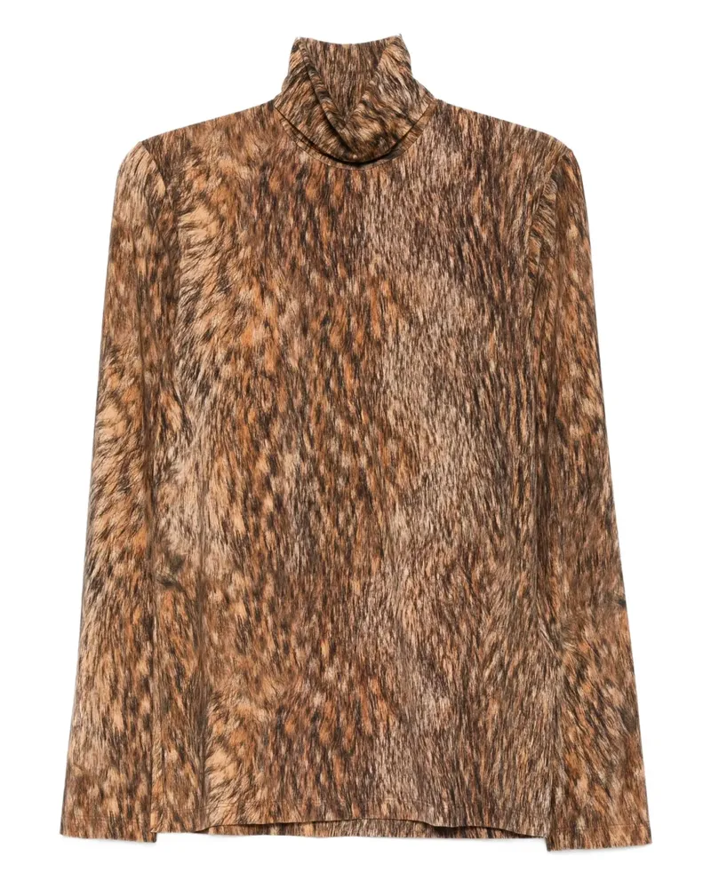 Maison Margiela Rollkragenoberteil mit Animal-Print - Braun Braun