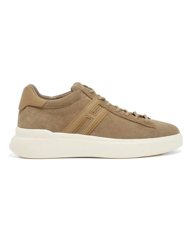 Hogan logo-patch suede sneakers - Nude Nude