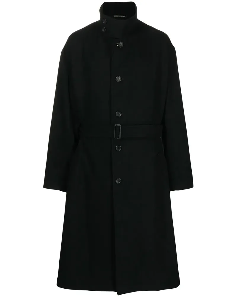 Yohji Yamamoto Einreihiger Mantel mit Gürtel - Schwarz Schwarz