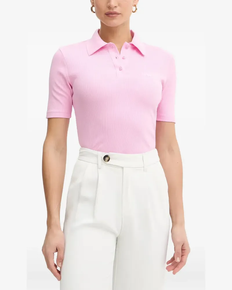 Iceberg logo-embroidered ribbed-knit polo shirt - Rosa Rosa