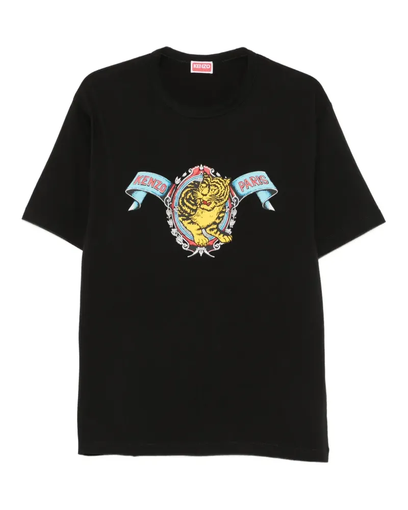 Kenzo T-Shirt mit Jumping Tiger-Print - Schwarz Schwarz