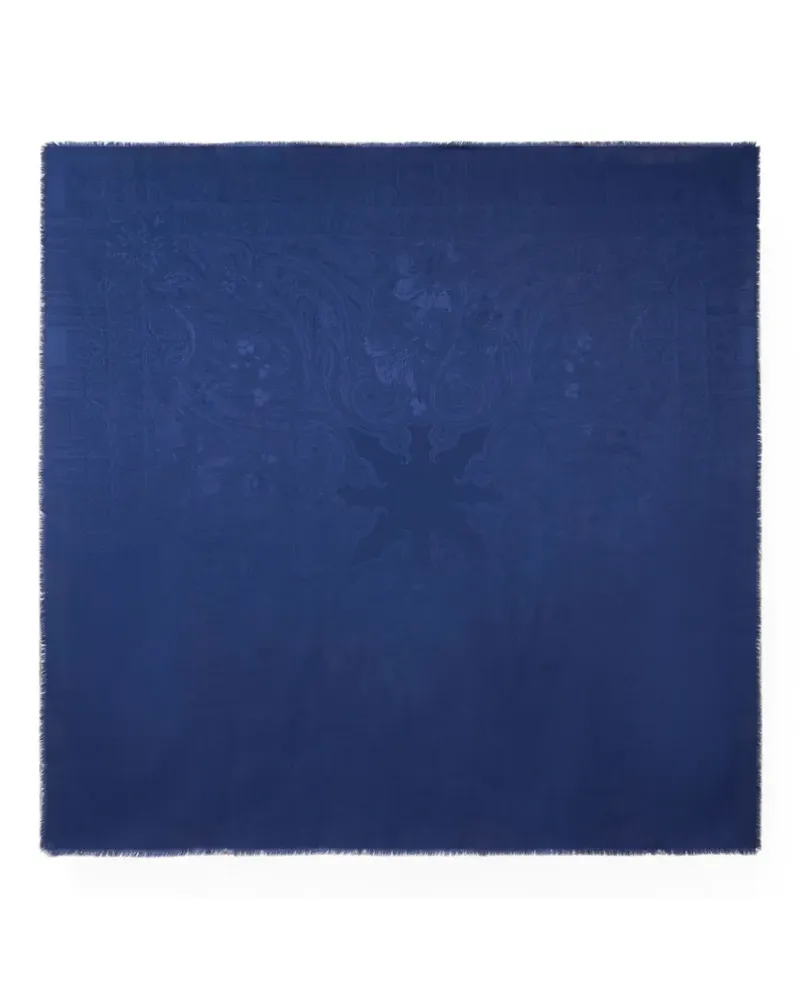 Etro Jacquard-Schal aus Seide und Wolle mit Paisley-Blumenmotiv - Blau Blau