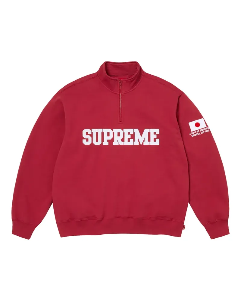 Supreme Being Half-Zip-Sweatshirt mit Flaggendetail - Rot Rot
