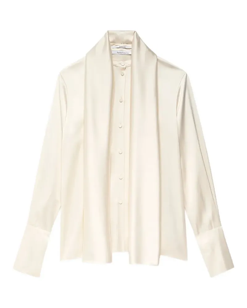 Another Tomorrow scarf-detail band-collar blouse - Nude Nude