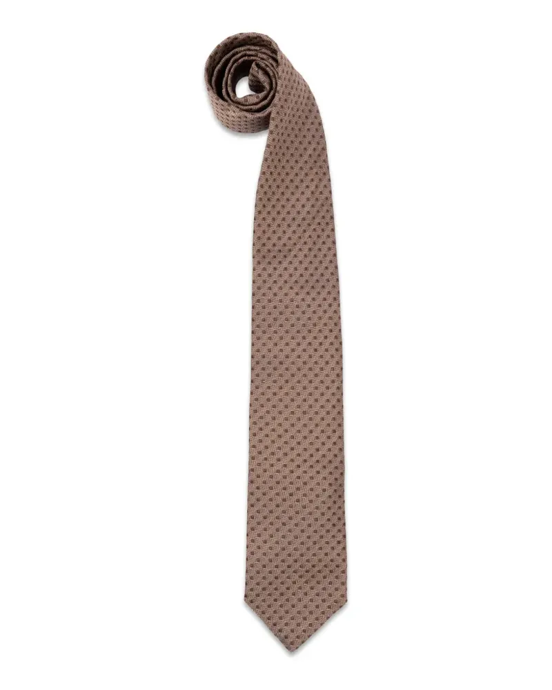 Brunello Cucinelli Geometrisch gemusterte Seidenkrawatte - Braun Braun