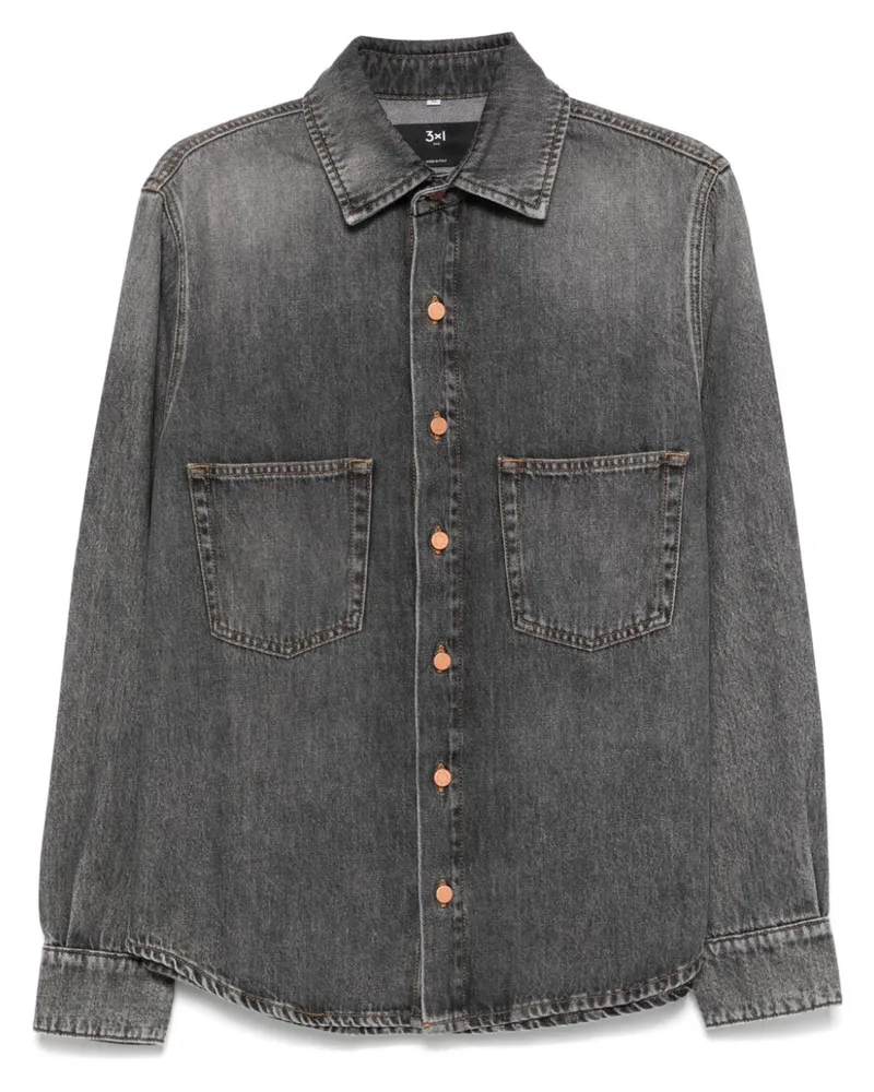 3x1 Klassisches Jeanshemd - Grau Grau