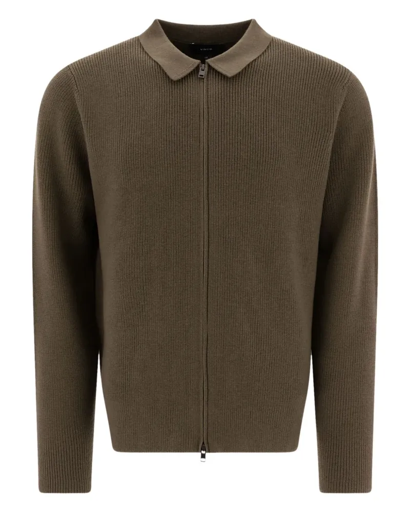 Vince Gerippter Cardigan mit Reißverschluss - Grün Grün