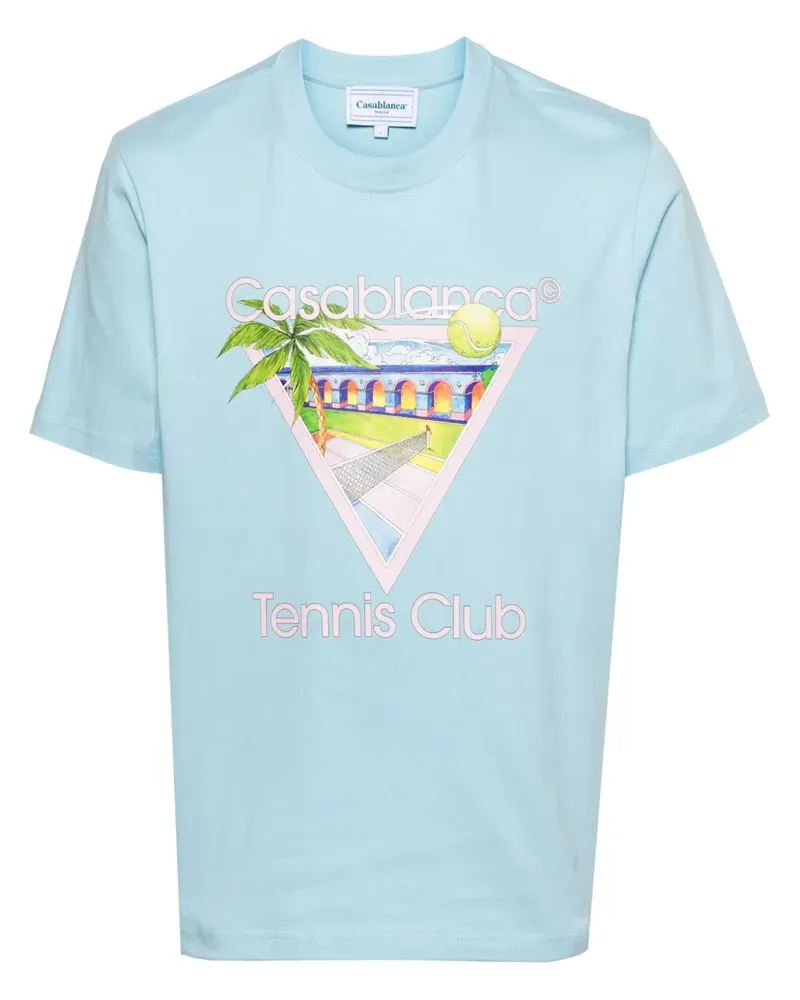 Casablanca Paris T-Shirt aus Bio-Baumwolle mit Logo-Print - Blau Blau
