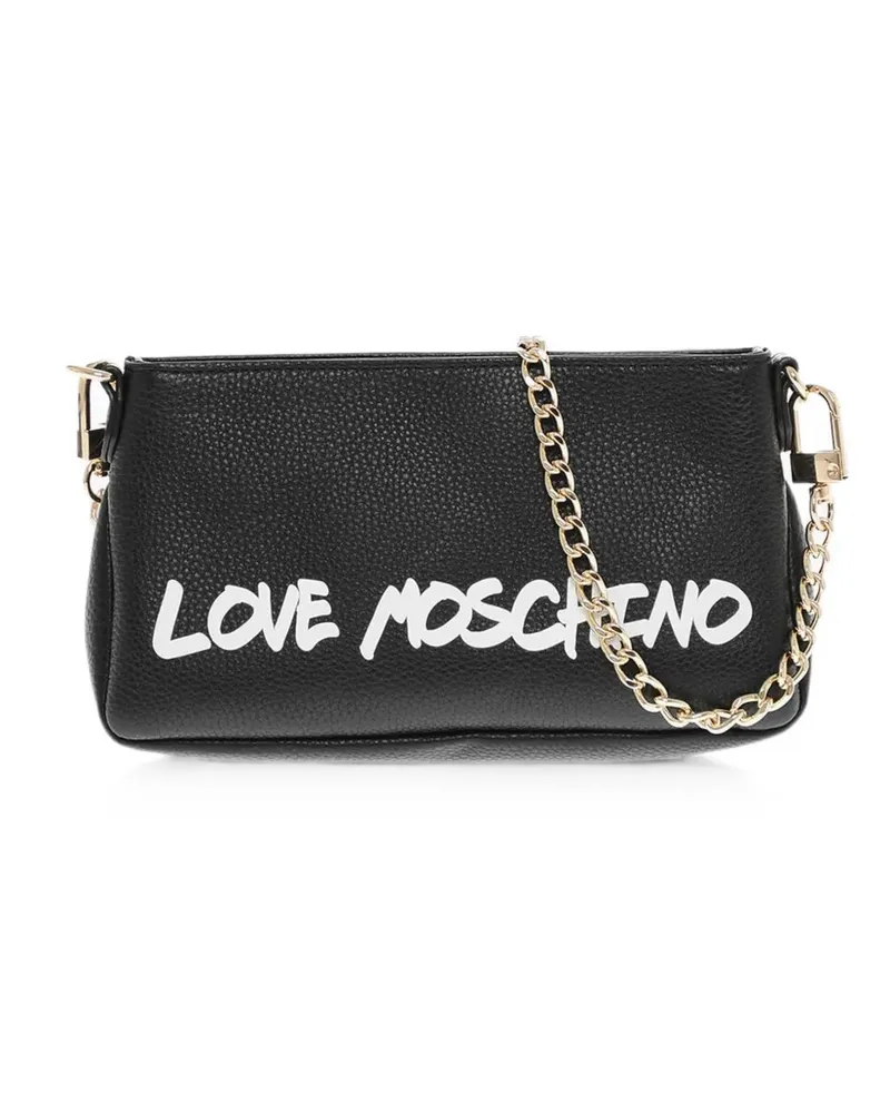 Moschino graffiti-print textured-leather cross body bag - Schwarz Schwarz