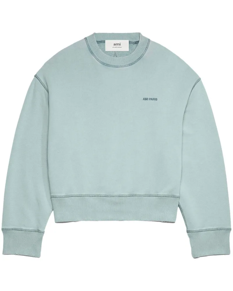 AMI Paris Sweatshirt mit Logo-Stickerei - Blau Blau