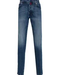 Kiton Tapered-Jeans mit Logo-Schild Blau