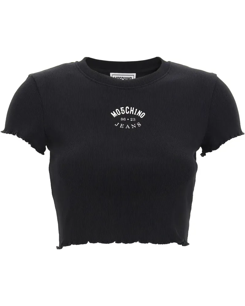 Moschino Geripptes T-Shirt - Schwarz Schwarz