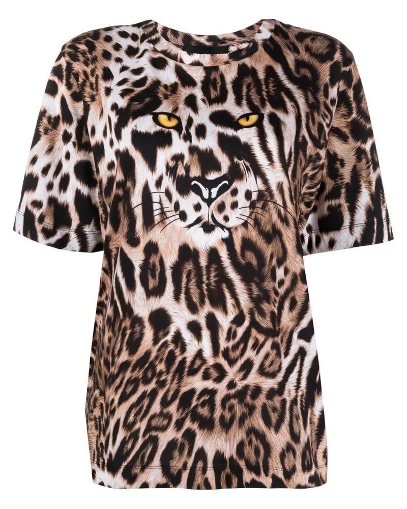 Moschino T-Shirt mit Leoparden-Print Nude