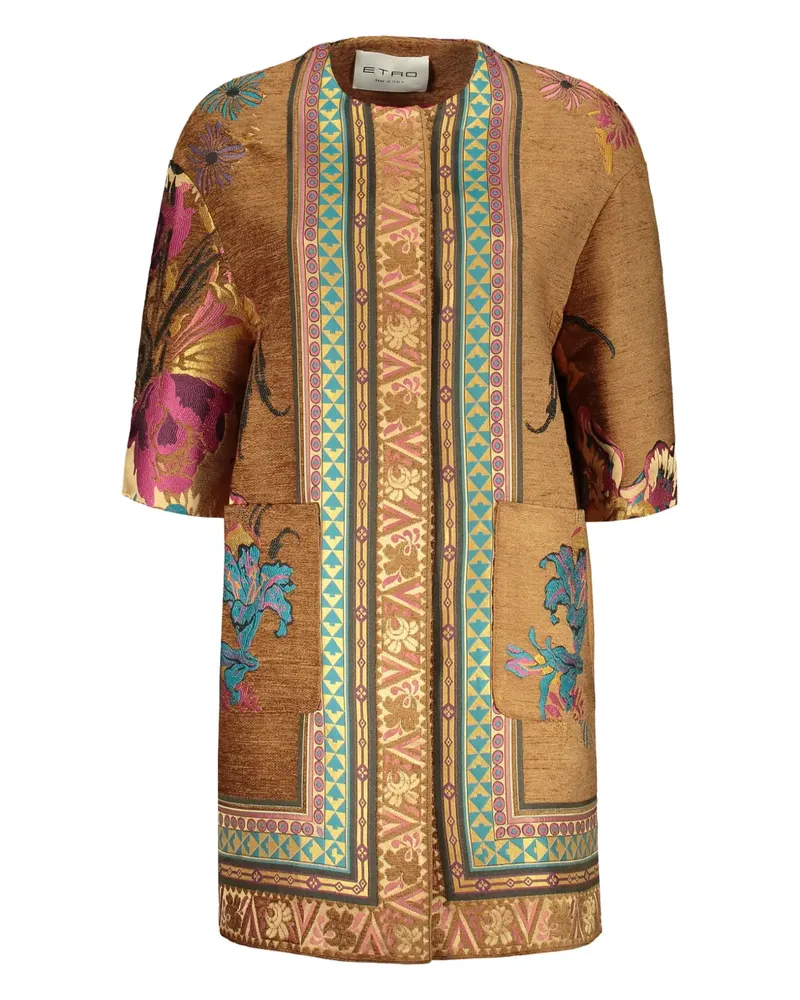 Etro Mantel mit Blumen-Stickerei - Braun Braun