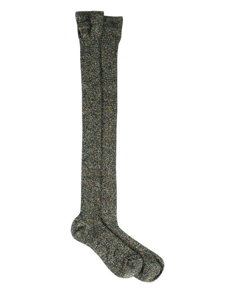 Miu Miu Gerippte Lamé-Socken - Schwarz Schwarz
