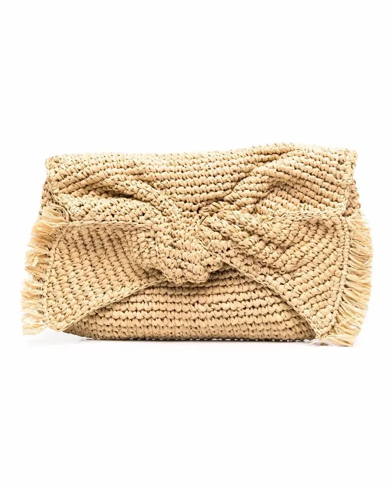 Anya Hindmarch Clutch aus Bast mit Schleife - Nude Nude