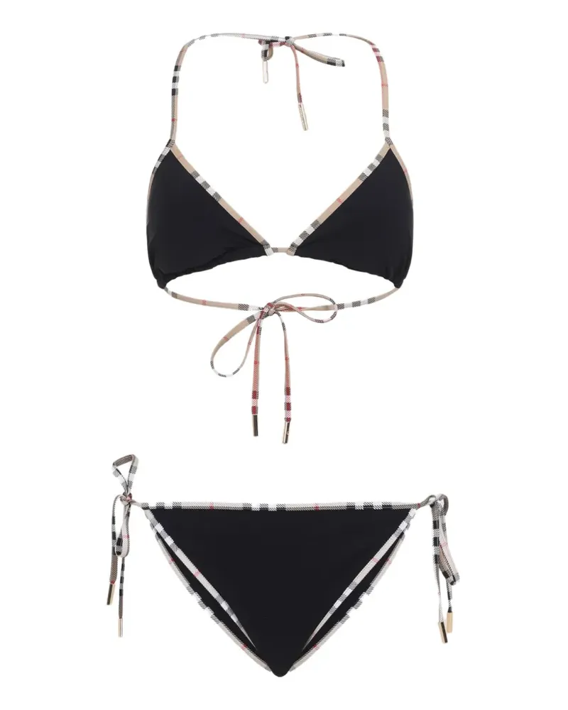 Burberry Triangel-Bikini mit Check-Besatz - Schwarz Schwarz