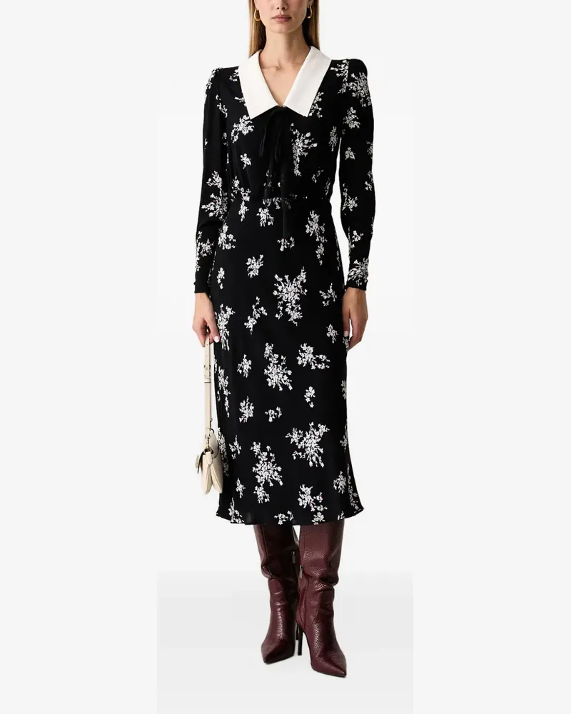 Luisa Spagnoli Gael floral-print pussy-bow midi dress - Schwarz Schwarz
