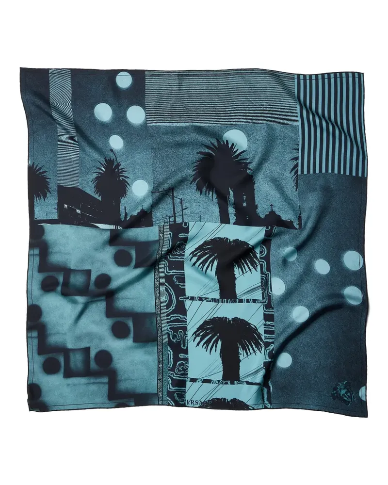 Versace Medusa Schal mit grafischem Print - Blau Blau