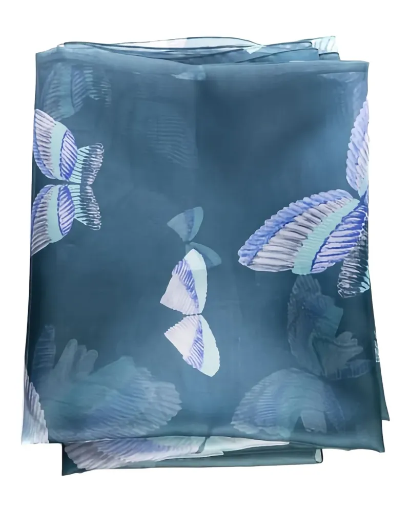 Emporio Armani Schal mit Schmetterling-Print - Blau Blau
