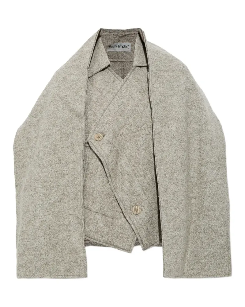 Issey Miyake Woolen Granite oversized scarf-detail jacket - Nude Nude