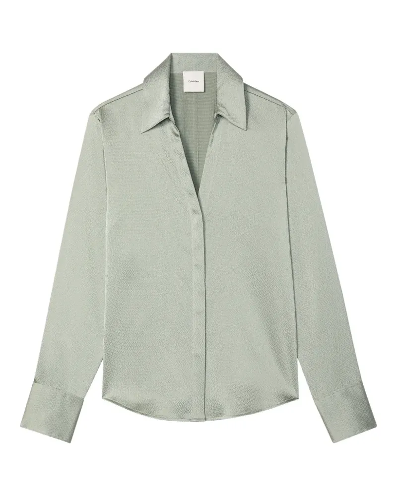 Calvin Klein hammered-satin V-neck blouse - Grün Grün