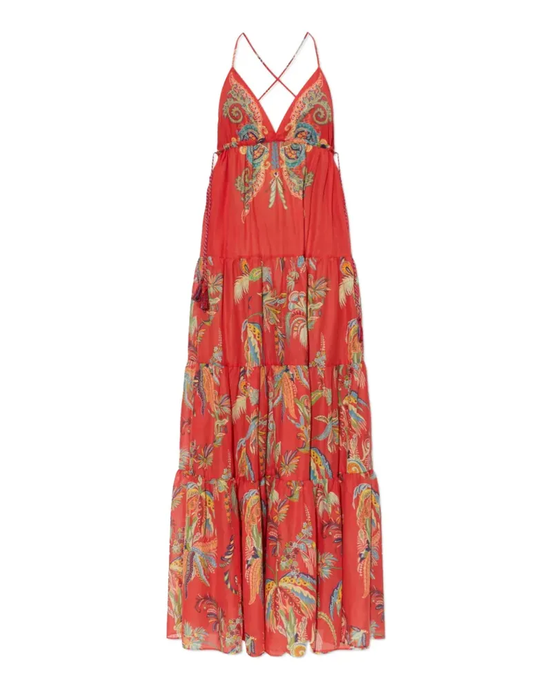 Etro paisley-print tiered maxi dress - Rot Rot