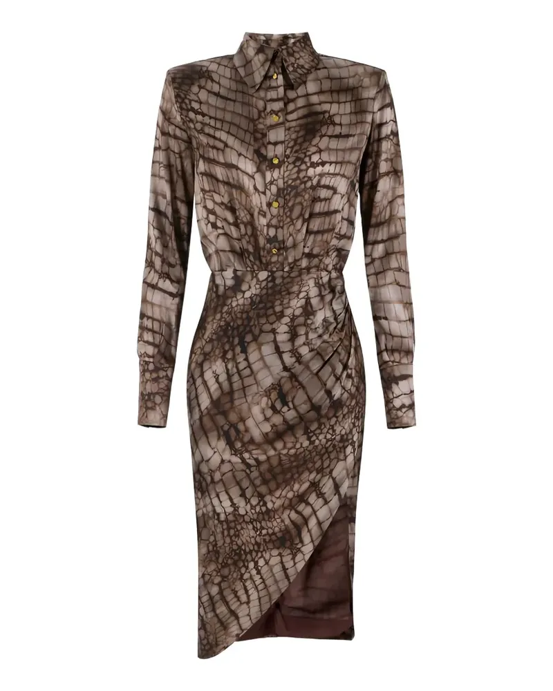 Elisabetta Franchi long sleeve midi dress - Braun Braun