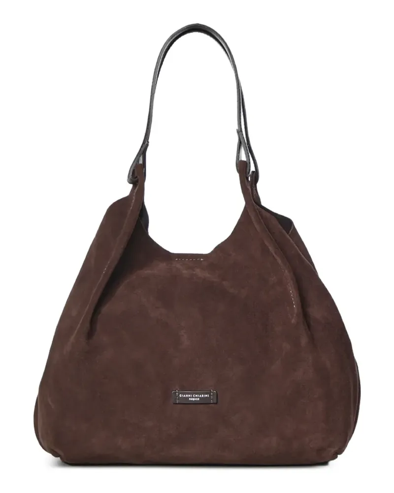 Gianni Chiarini Große Dua Schultertasche mit Logo-Patch - Braun Braun