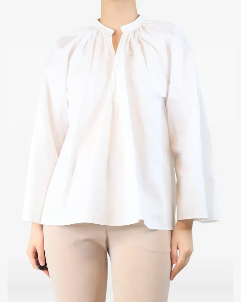 forte_forte mandarin-collar pleated blouse - Weiß Weiß